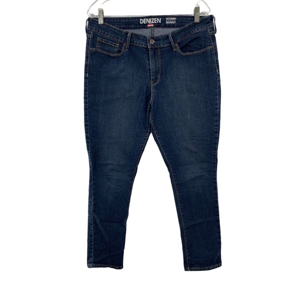 DENIZEN FROM LEVI'S STRAIGHT LEG MODERN SKINNY BLUE JEANS WOMENS 16 S/C